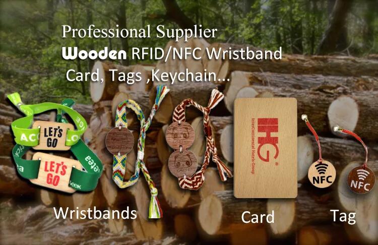 环保木质材料 Rfid 纺织品腕带