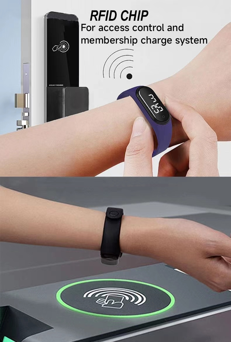 Time Display RFID elastic Woven Wristbands