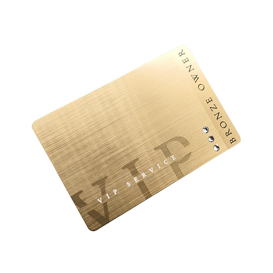 Brushed Stainless Steel Rose Gold Card with Diamond