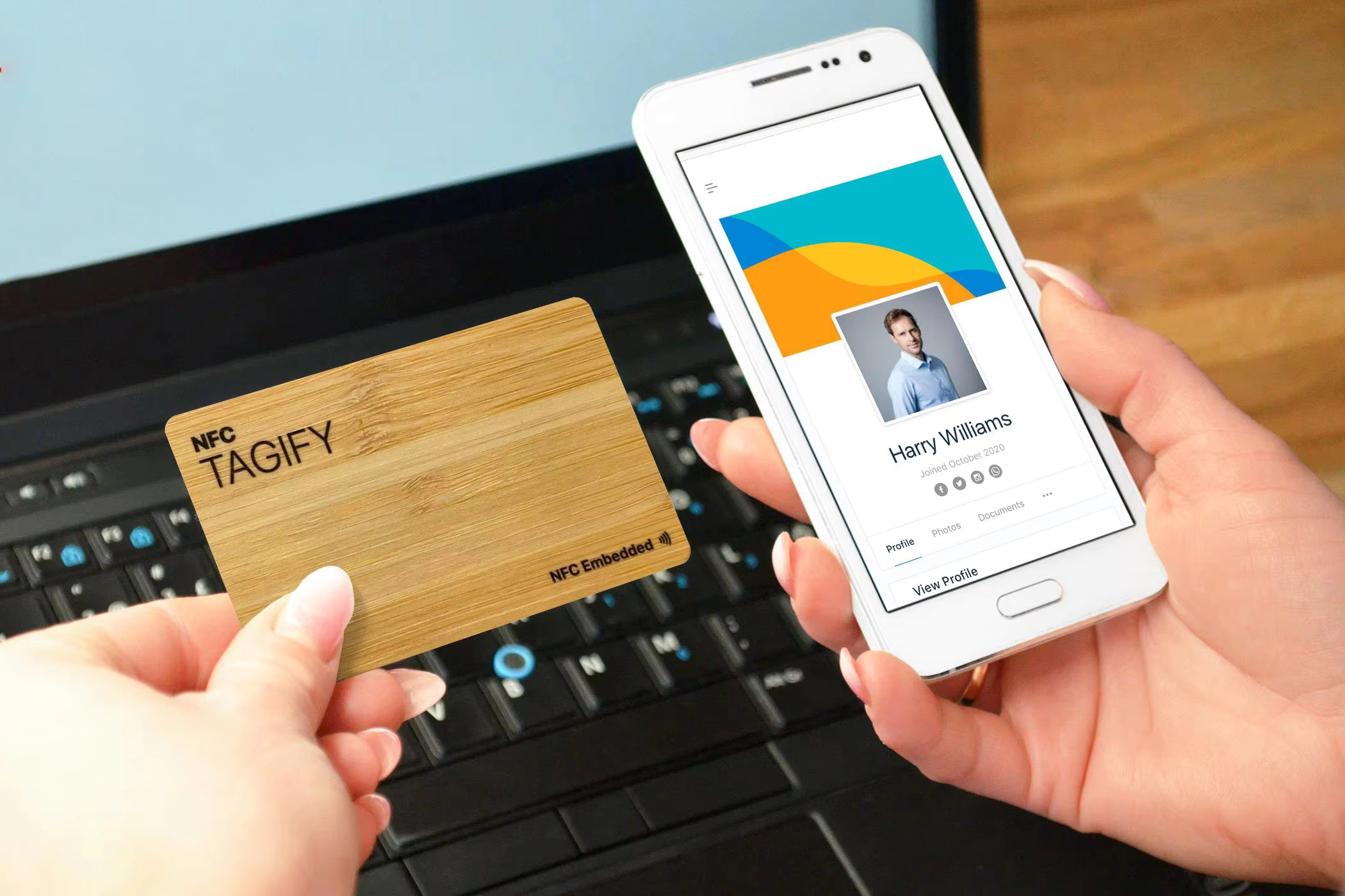 wood RFID business card