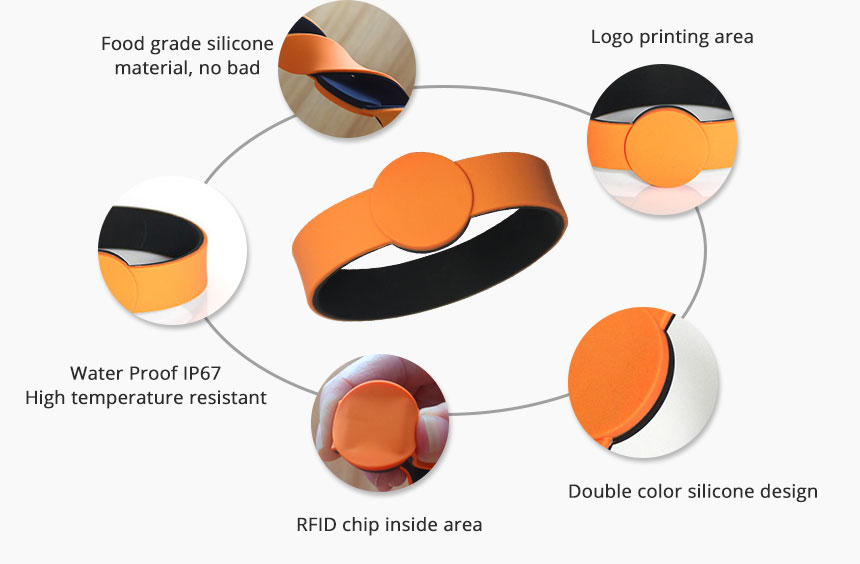 double color RFID silicone wristband