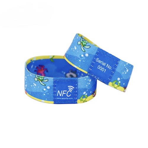 Customized Logo Printing RFID Elastic Bracelet For Amusement Park Festival Activities