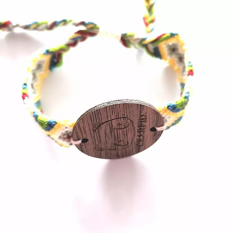 Custom logo Adjustable Fashion RFID Wooden Bracelet Engrave Wood woven Handmade NFC Wristband