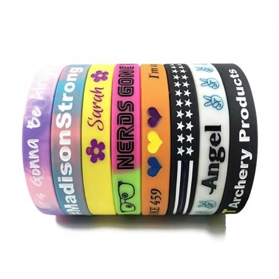 Customized Rubber Silicone bracelets Elastic Wrist Hand Band Silicone Wristband Engraved Silicon Bracelet for custom