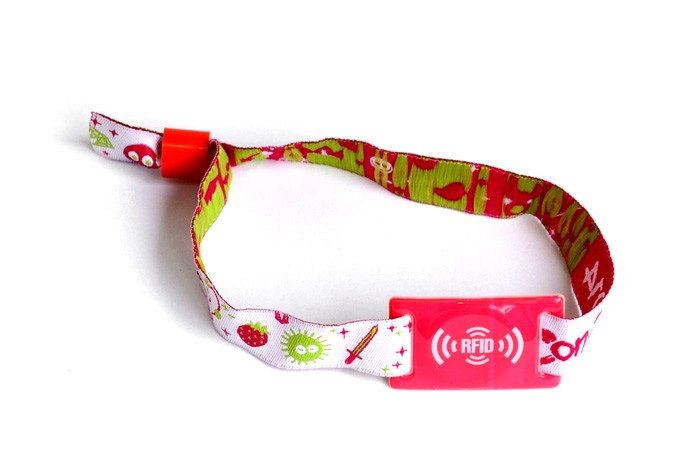 Custom Printing 13.56MHz Woven Fabric RFID Wristband NFC for Event Festival Tickets
