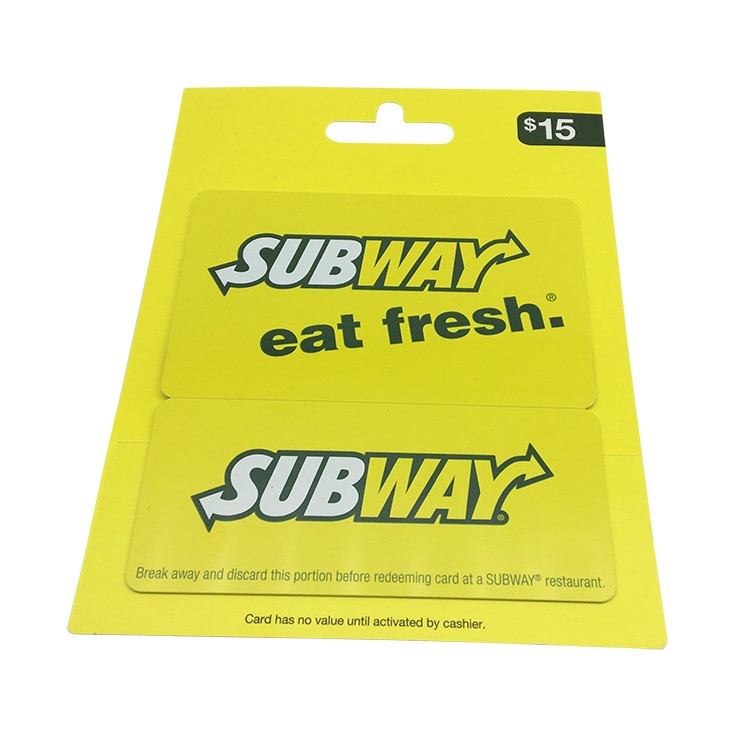 Plastic standard size gift business promotional card with customized paper backer/holder