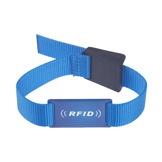 Rfid Festival Woven Wristband With Epoxy Tag