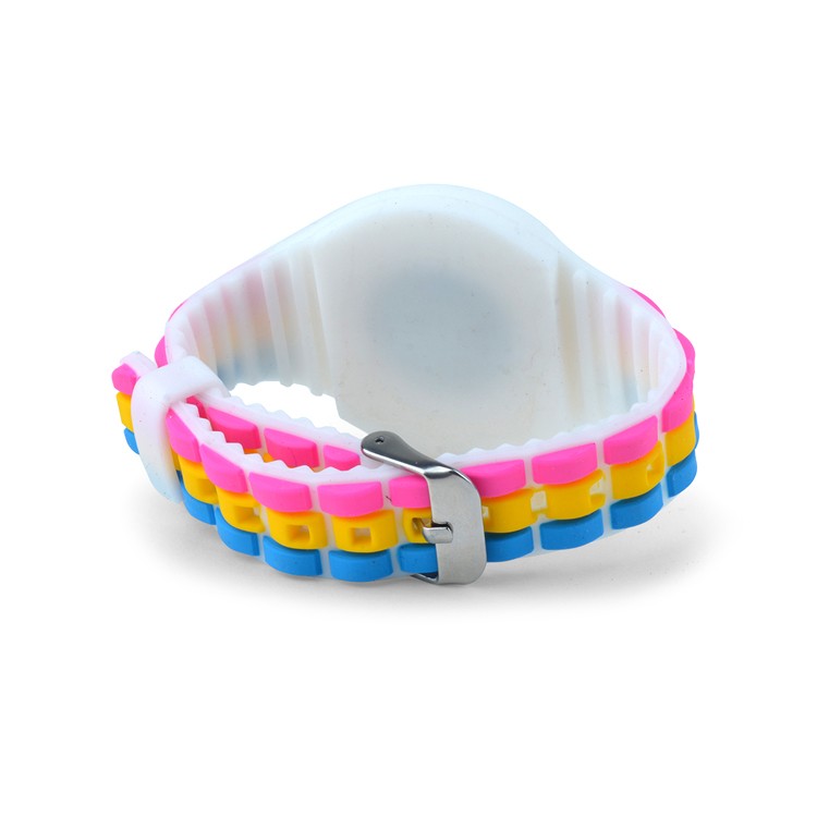 Rainbow silicone rubber waterproof wristband watch rfid cartoon silicone band wristband