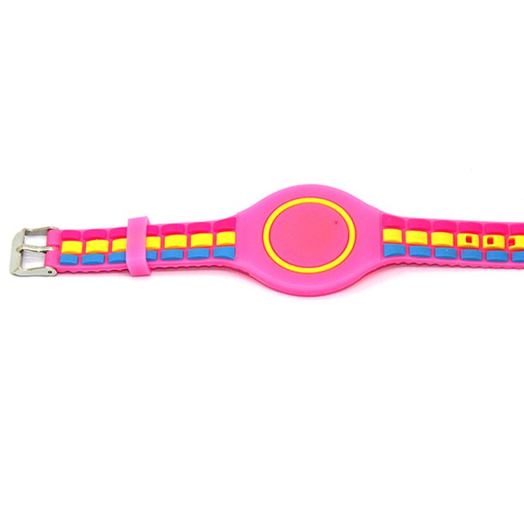 Rainbow silicone rubber waterproof wristband watch rfid cartoon silicone band wristband
