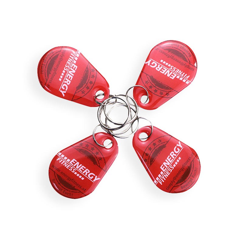 Factory supply hang keychain chip rfid/nfc clear proximity card tag 125 mhz epoxy rfid keyfob