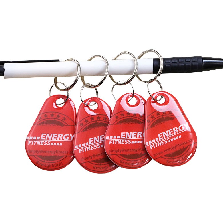 Factory supply hang keychain chip rfid/nfc clear proximity card tag 125 mhz epoxy rfid keyfob