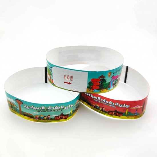 Disposable amusement park access entrance ticket water proof PP paper bracelet events wristband