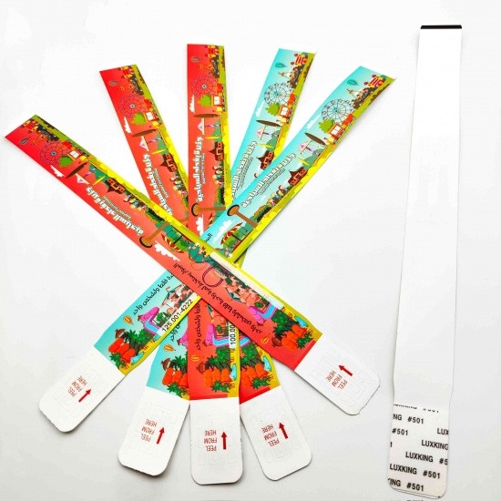 Disposable amusement park access entrance ticket water proof PP paper bracelet events wristband