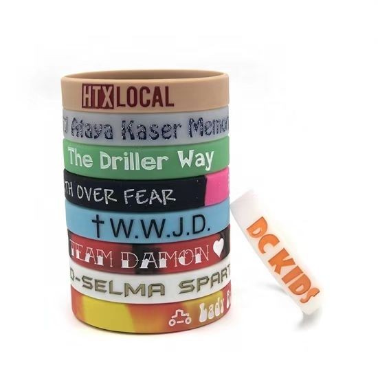 Customized Rubber Silicone bracelets Elastic Wrist Hand Band Silicone Wristband Engraved Silicon Bracelet for custom