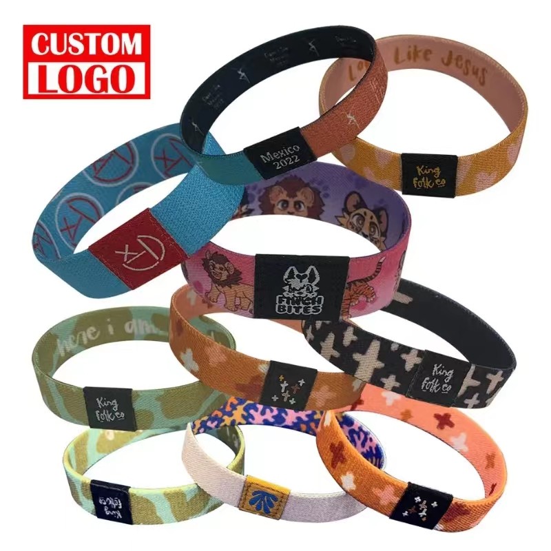 Sports Basketball Festival Polyester Wristband Woven Stretch Sublimation Wristband