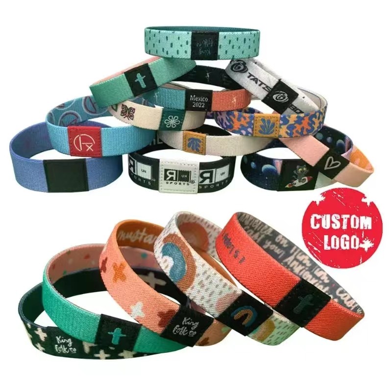 Sports Basketball Festival Polyester Wristband Woven Stretch Sublimation Wristband