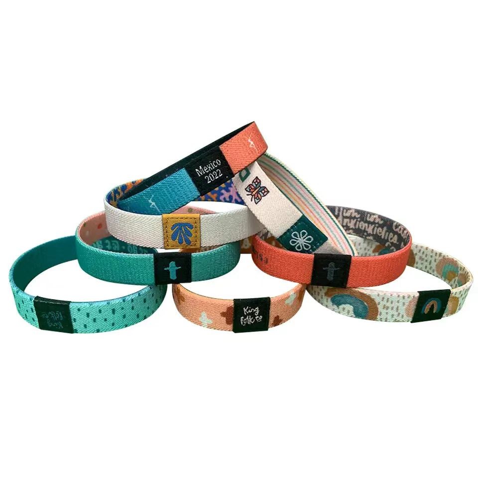 Sports Basketball Festival Polyester Wristband Woven Stretch Sublimation Wristband