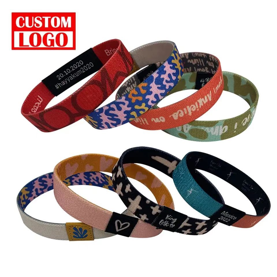 Sports Basketball Festival Polyester Wristband Woven Stretch Sublimation Wristband