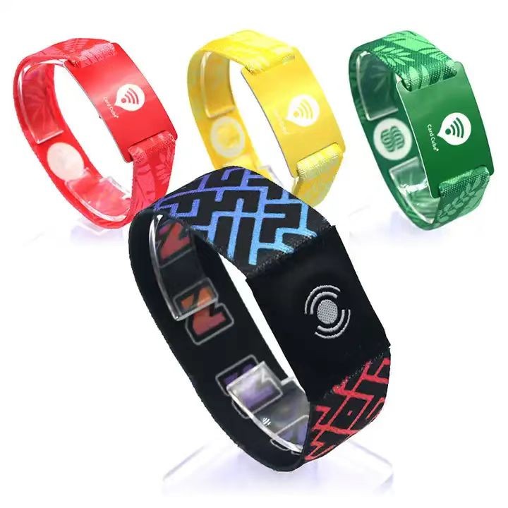Custom Logo Elastic Fabric Wristband Polyester Elastic RFID Wristband