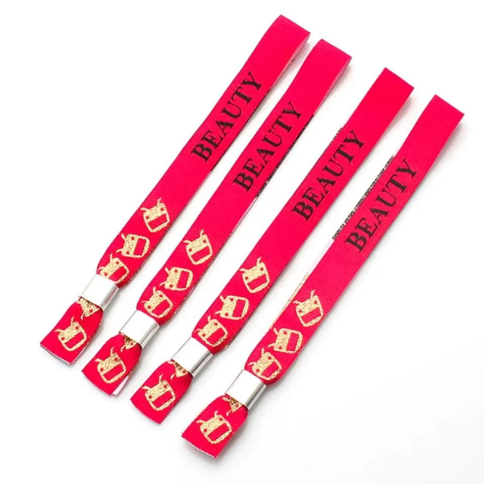 Eco-Friendly Adjustable Plastic Clip Wristband Party Holiday Custom Woven Wristbands
