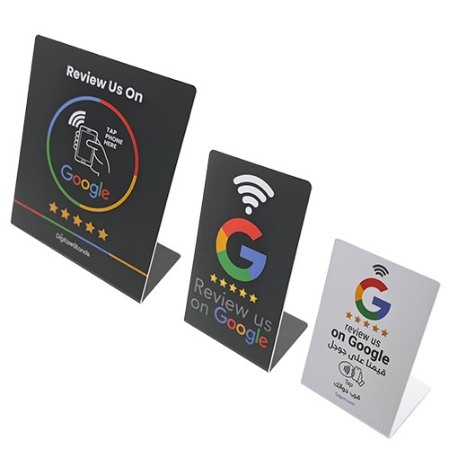 Custom Acrylic PVC NFC Desktop Stand NTAG213 215 216 google review NFC Menu Stand