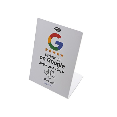 Custom Acrylic PVC NFC Desktop Stand NTAG213 215 216 google review NFC Menu Stand