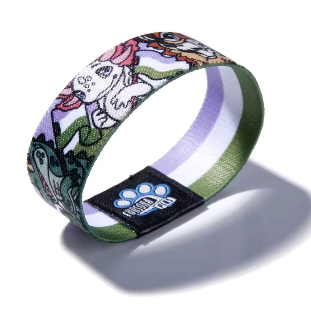 Custom Logo Full Color Print Festival Polyester Wristband Woven