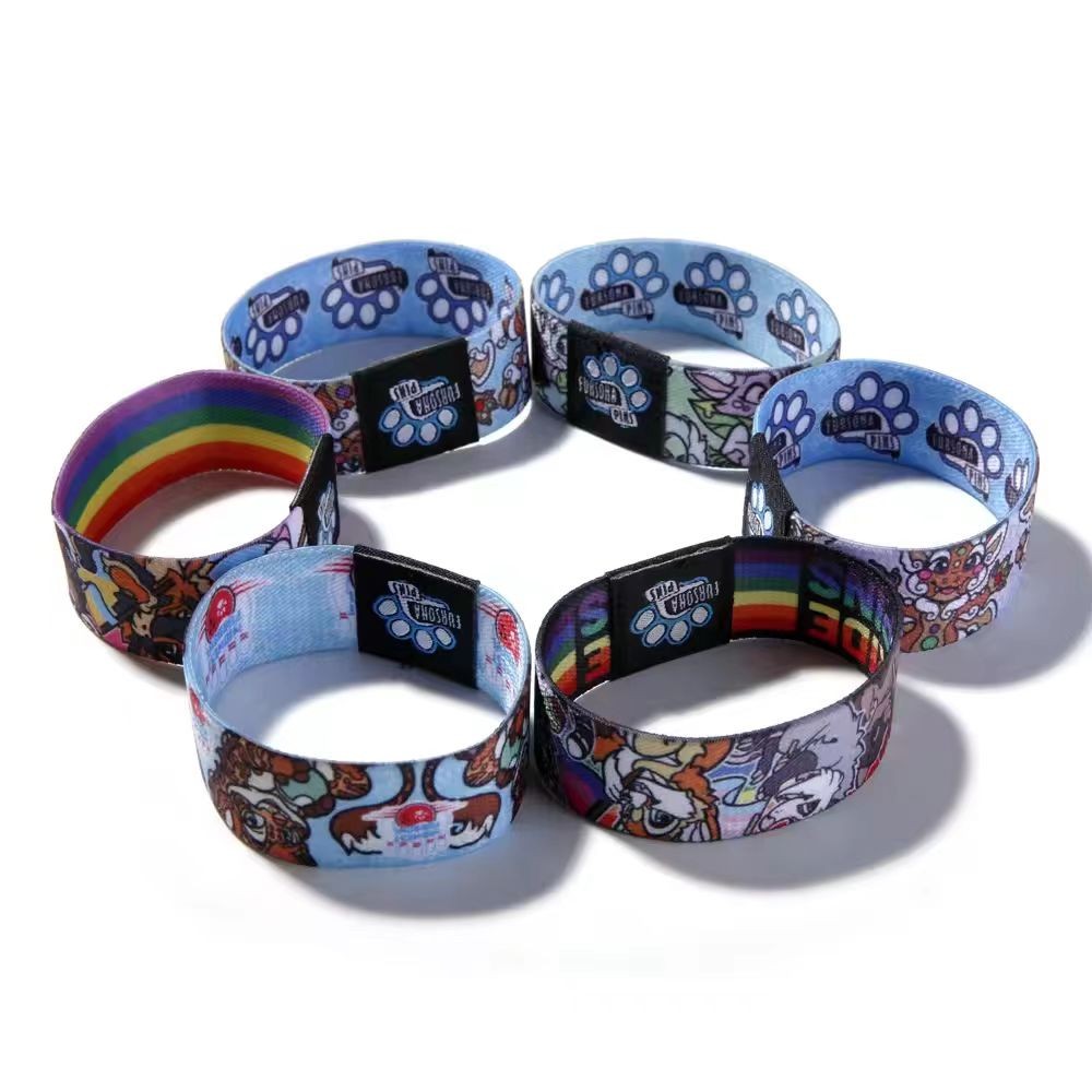 Custom Logo Full Color Print Festival Polyester Wristband Woven
