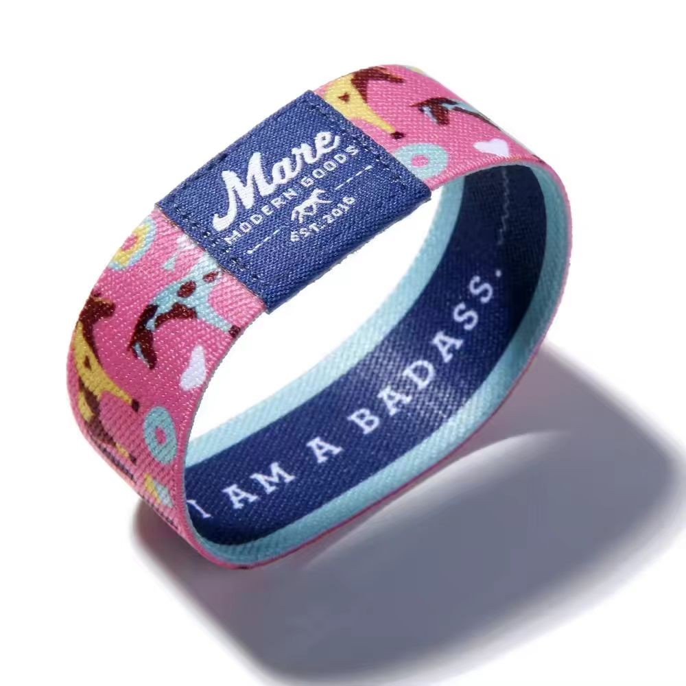 Custom Logo Full Color Print Festival Polyester Wristband Woven
