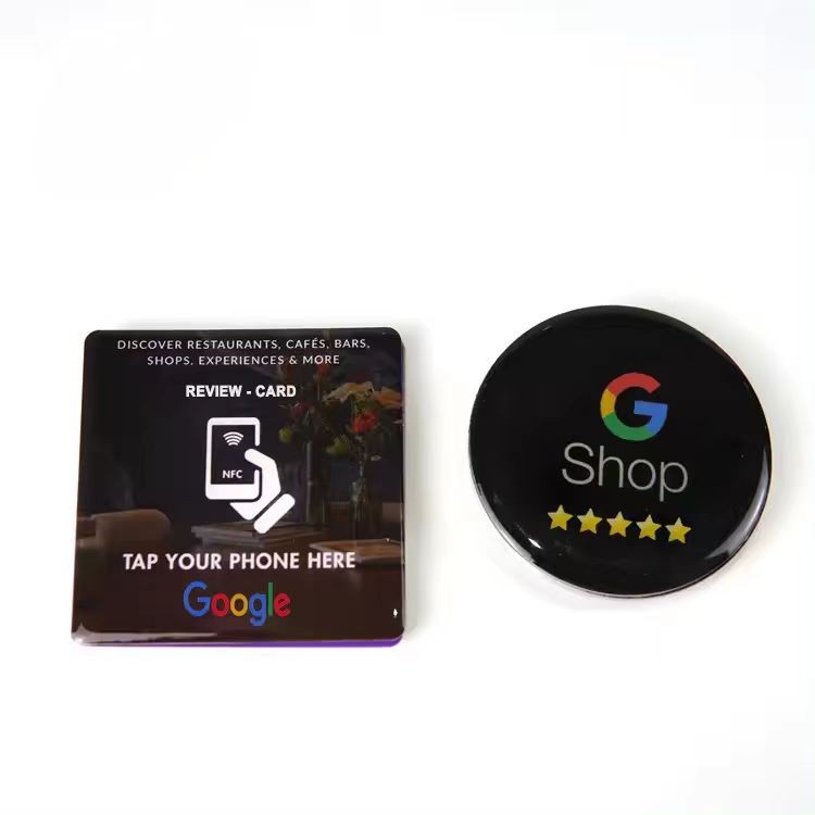 Customized Printed Google Nfc Review Cards Epoxy Rfid Menu Tag For Restaurant Menu Order