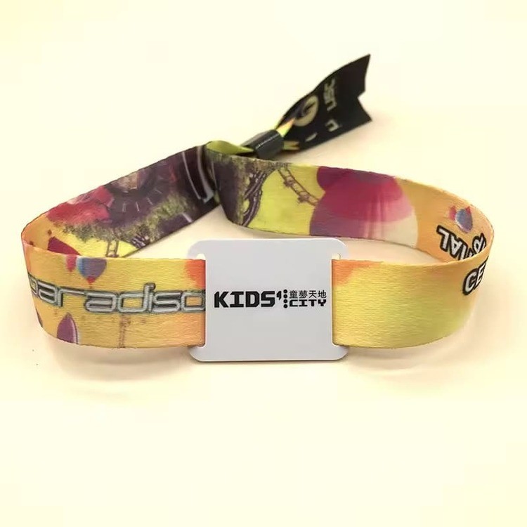 Disposable NTAG 213 RFID 13.56Mhz NFC woven wristbands for Events