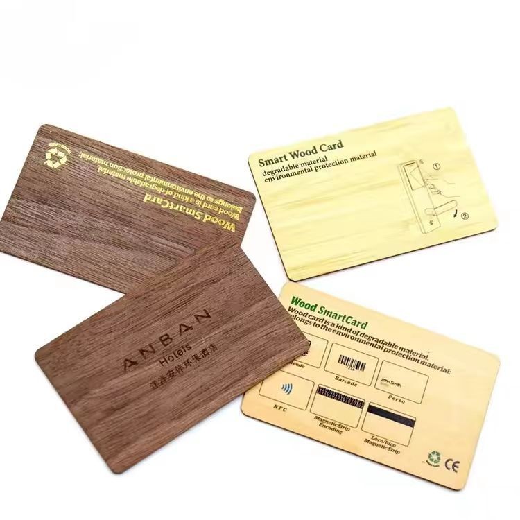 Custom CR80 NFC RFID Wooden Bamboo Business Card Access Control Hotel Key Card