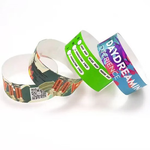 Access Control Ticket Disposable Paper Wristbands with logo Custom