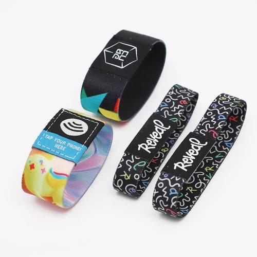 Customized Logo Printing RFID Elastic Bracelet For Amusement Park Festival Activities