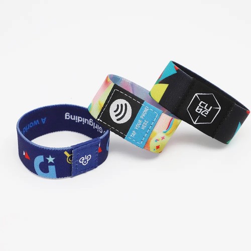 Customized Logo Printing RFID Elastic Bracelet For Amusement Park Festival Activities