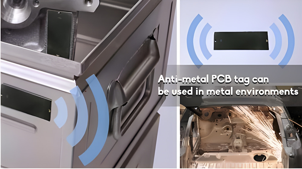 anti-metal RFID tag mounted on industrial metal equipment