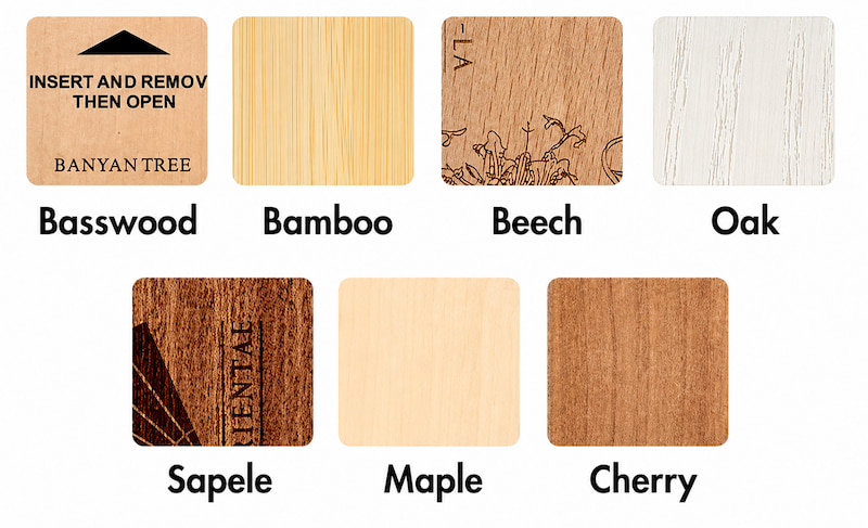 Bamboo black walnut cherry maple and sapele wooden RFID card material options Bamboo black walnut cherry maple and sapele wooden RFID card material options
