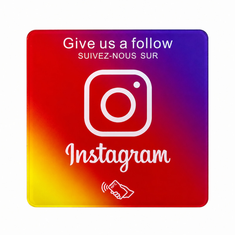 Custom acrylic Instagram NFC plaque with adhesive backing